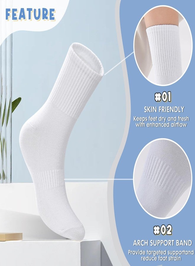 HOERCKC 10 Pairs Crew Athletic Socks for Women Moisture Wicking Cushion Crew Socks for Sport Running Traveling (US, Alpha, One Size, Regular, Regular, 10 Pairs-White/Black/Grey) - Image 2